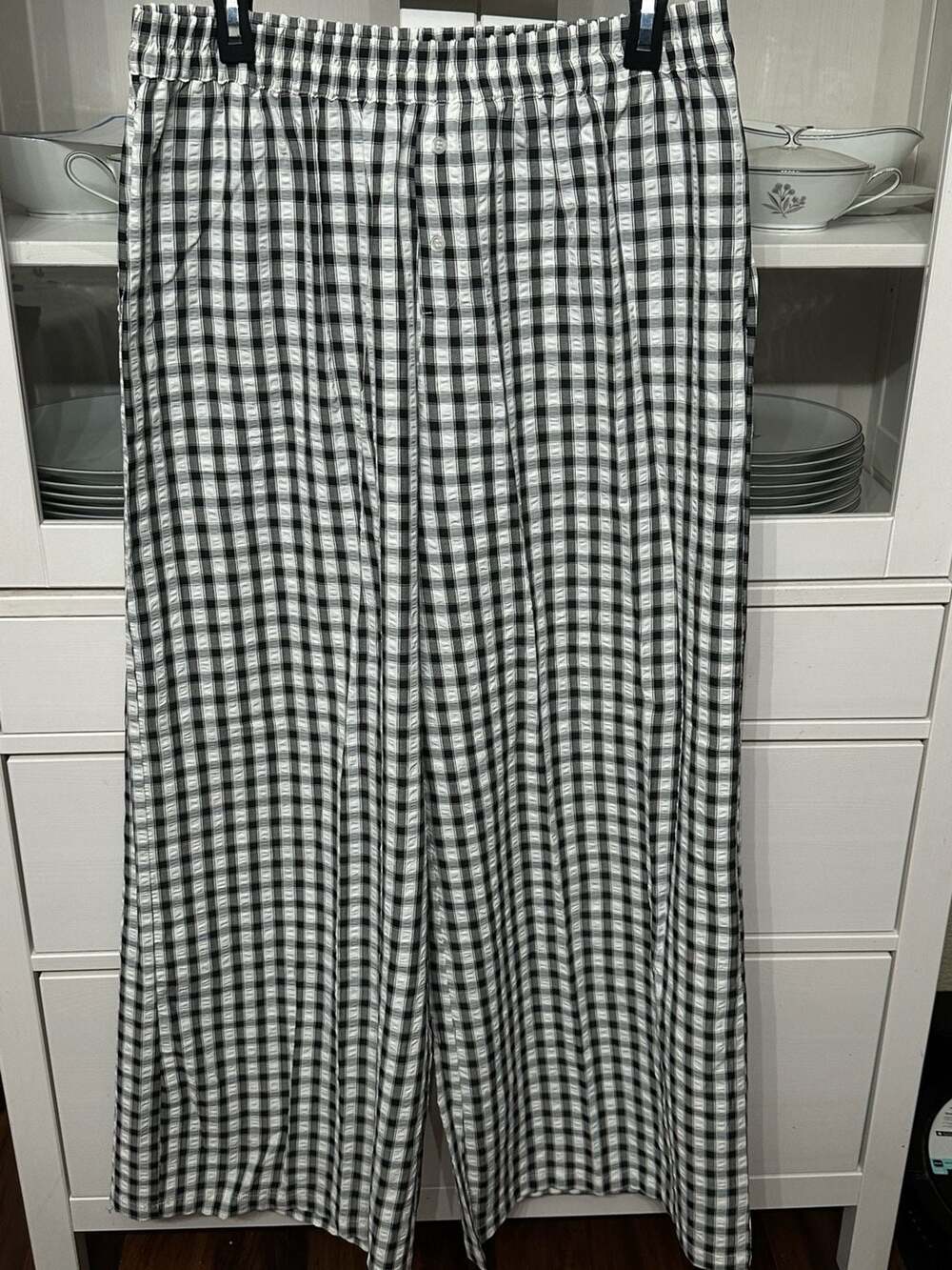 Sincerely Jules Black and White Gingham Plaid Elastic Waist Wide Leg Pants XL
